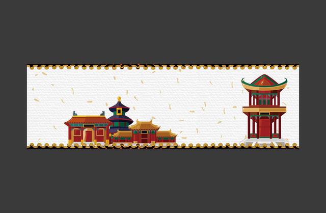 中式建筑banner背景素材