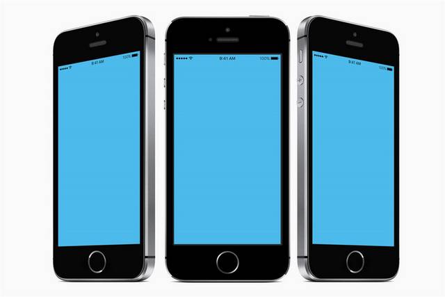 三部黑色苹果se手机样机psd