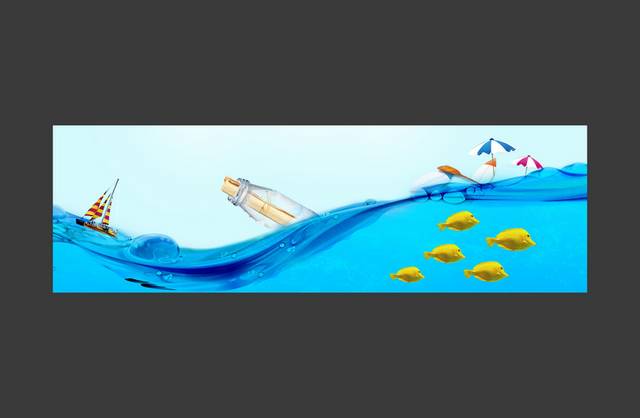 海中鱼banner背景模板
