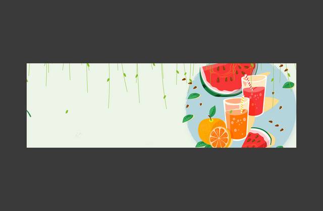 西瓜汁橙汁banner背景模板