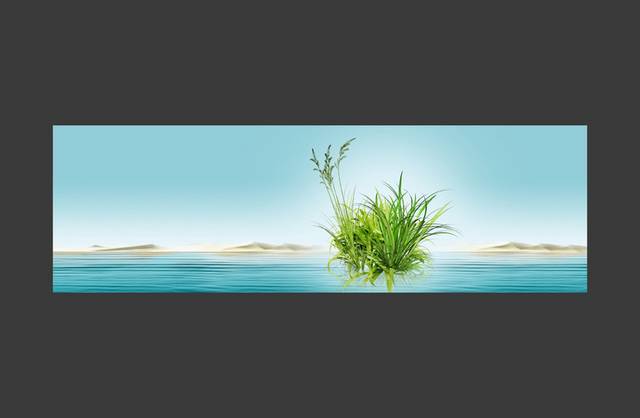 清新植物大海背景banner