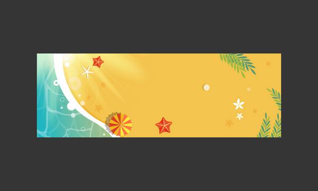 黄色时尚海滩banner背景
