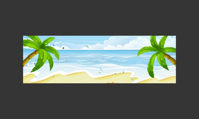沙滩绿树banner背景下载