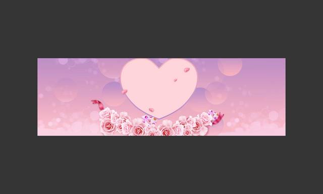 粉色花朵爱心banner背景模板