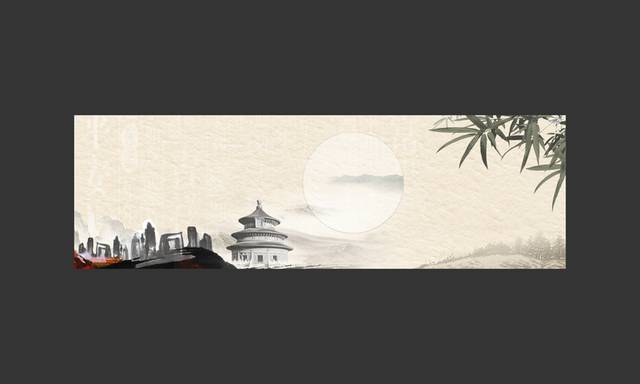 简约水墨天坛banner背景