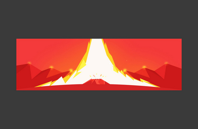 红色火山素材banner背景