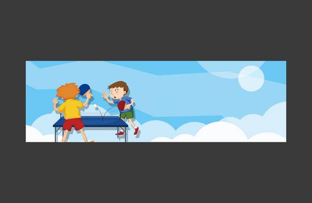 卡通儿童打乒乓球运动banner