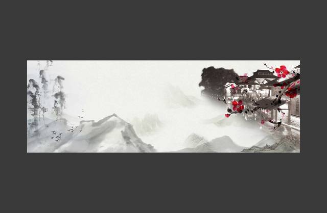 中国风徽派建筑淘宝banner