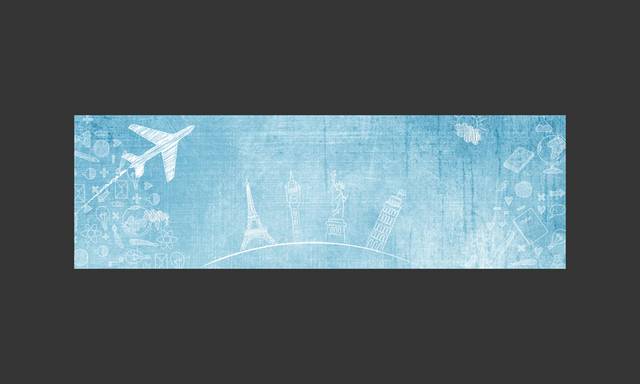 蓝色飞机图案banner背景模板