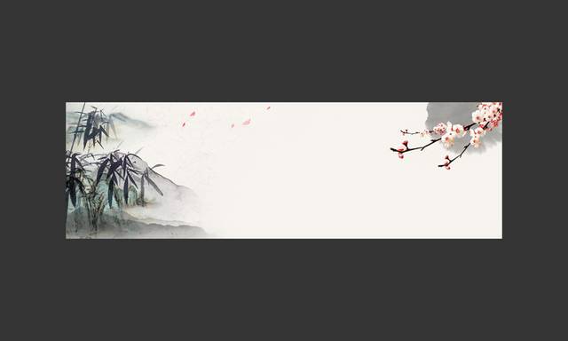 竹子与花banner背景模板
