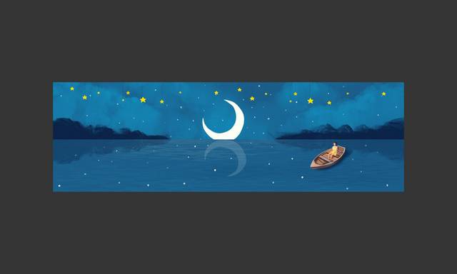 夜晚的月亮星星banner背景模板
