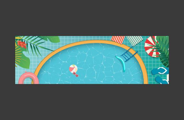 圆形泳池banner背景模板
