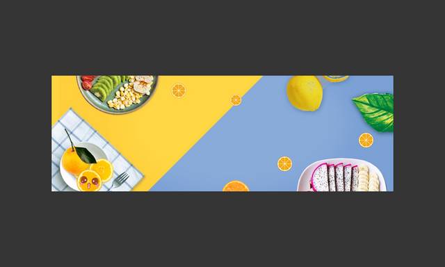 蓝黄美食轮播背景