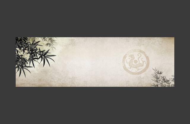 手绘水墨竹叶banner背景模板