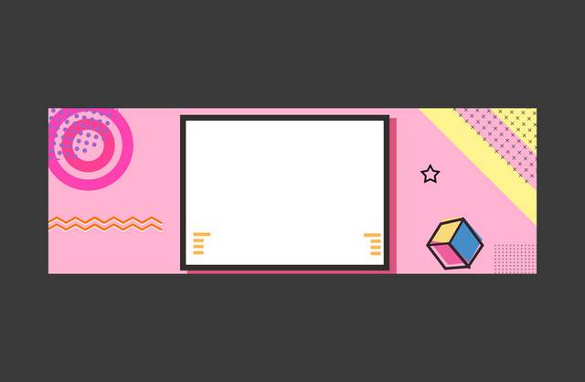 粉色几何方块banner样机模板
