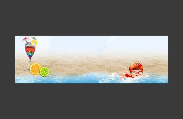 海滩果汁banner背景模板
