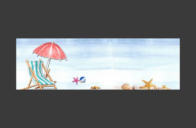 卡通海边遮阳伞banner背景模板