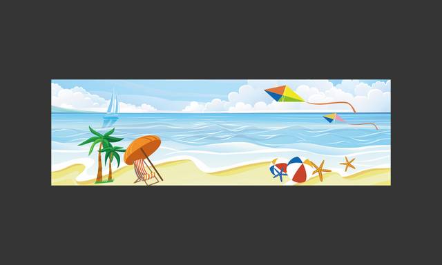 海滩banner背景创意素材