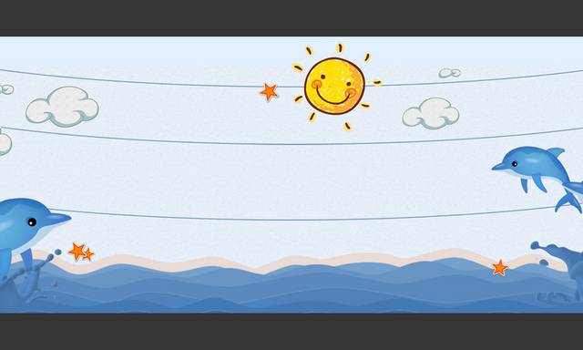 卡通太阳海洋海豚电商背景