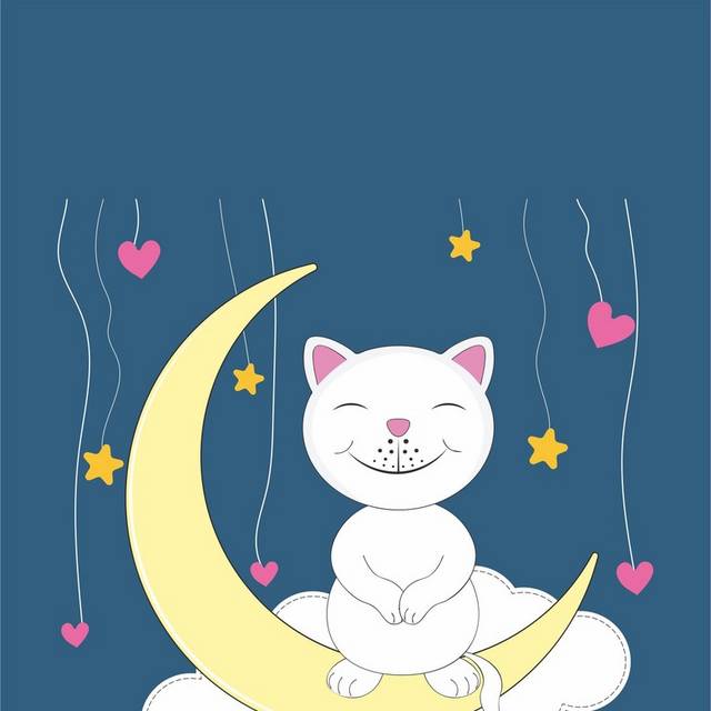 卡通月亮猫素材