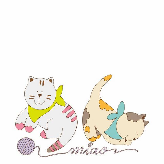 卡通猫线球素材