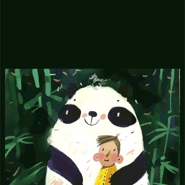 卡通熊猫竹林素材