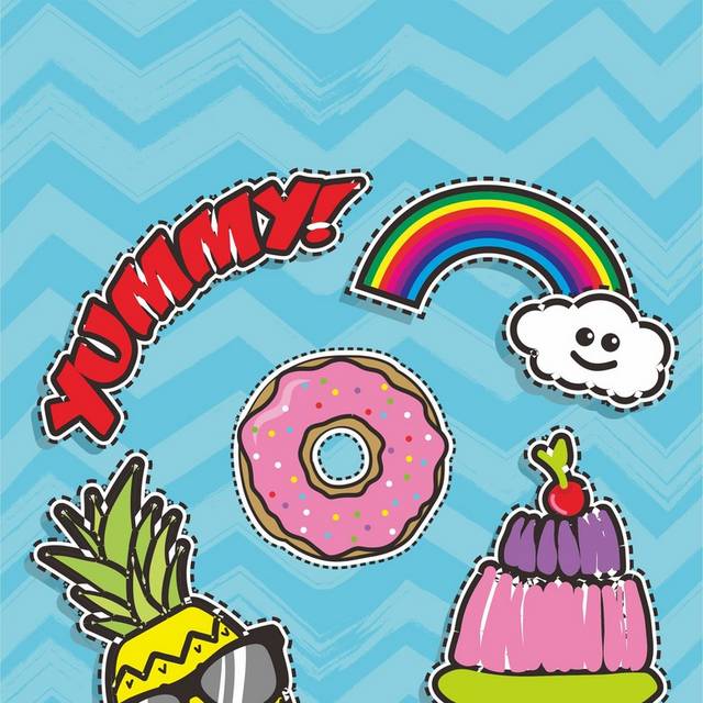 卡通彩虹甜甜圈素材