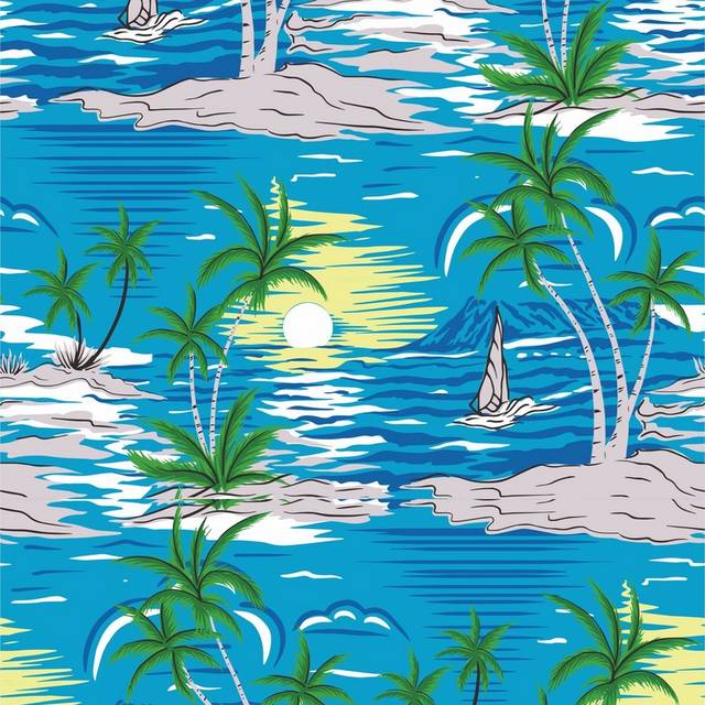 手绘椰树大海背景