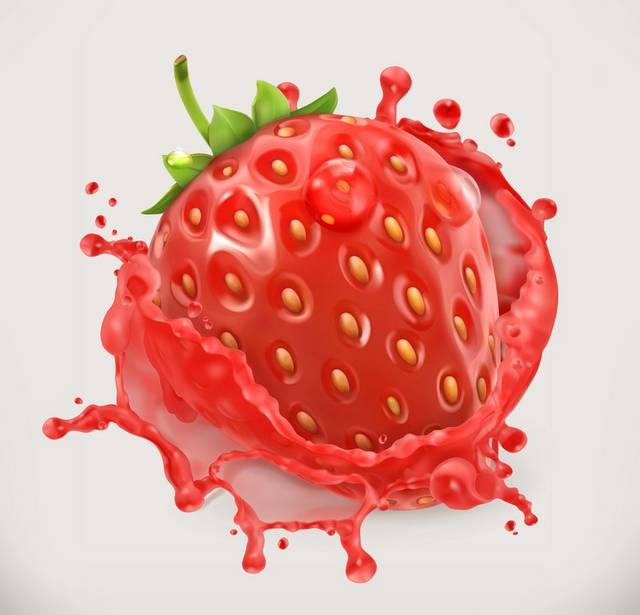 手绘草莓水果素材