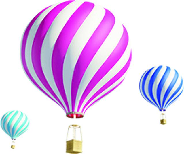 彩色热气球漂浮素材