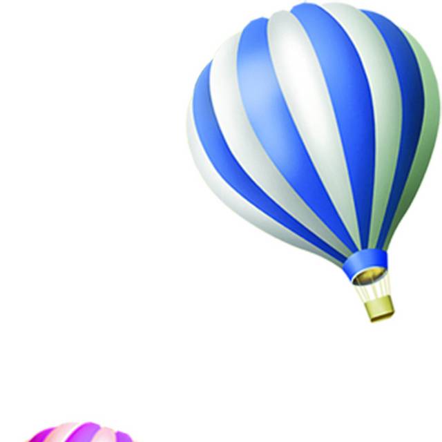 蓝紫热气球漂浮素材