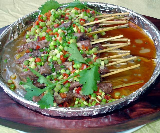 铁板羊肉串图片