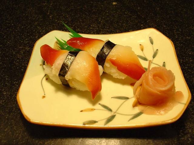 北极贝寿司美食图片