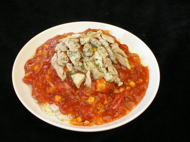 鸡肉西红柿炒饭食物图片