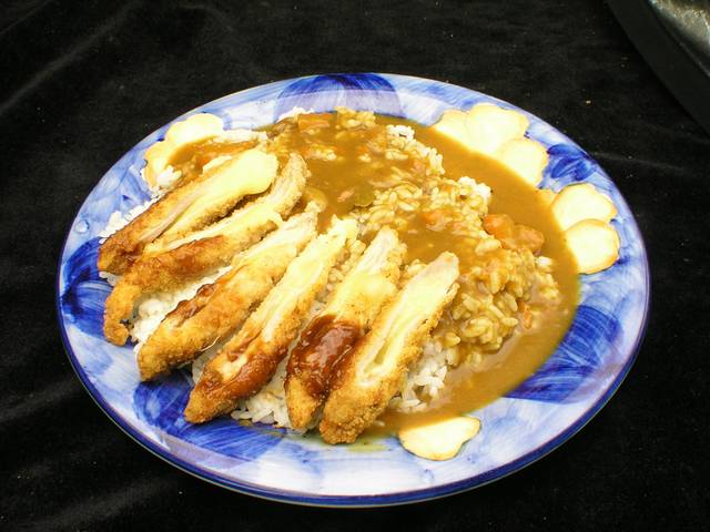 奶酥猪肉卷咖喱饭食物图片