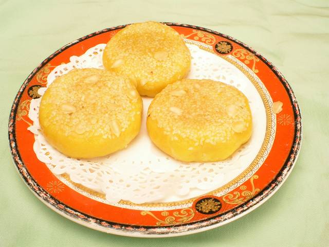 金黄香煎南瓜饼食品图片