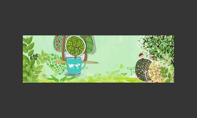 卡通苹果树banner背景