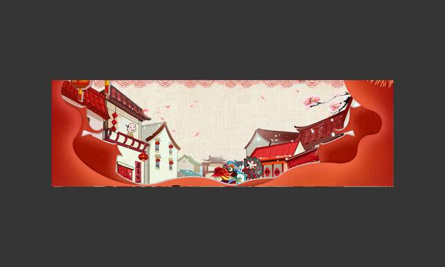 中国风建筑banner背景