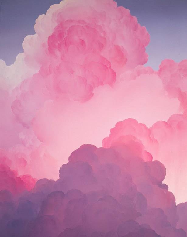 粉紫手绘云朵h5背景