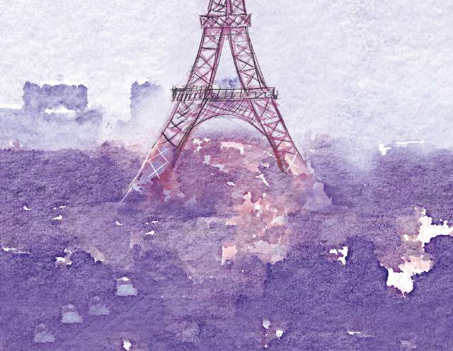 手绘巴黎铁塔h5背景
