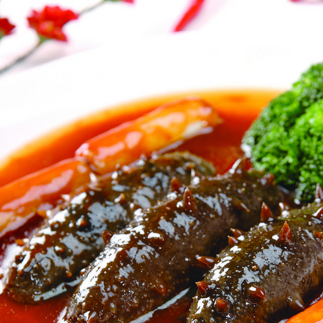 大葱烧辽参美食图片