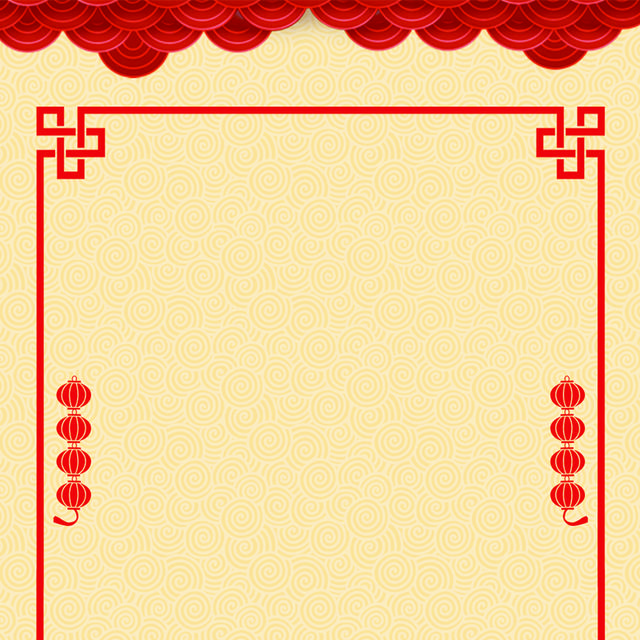 中式红底图框h5背景