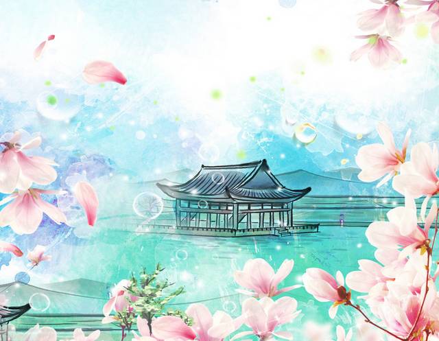 手绘梦幻房屋h5背景