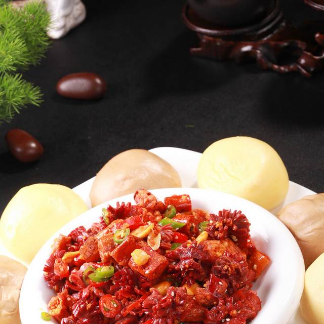 双色窝窝头炒鸡胗图片 