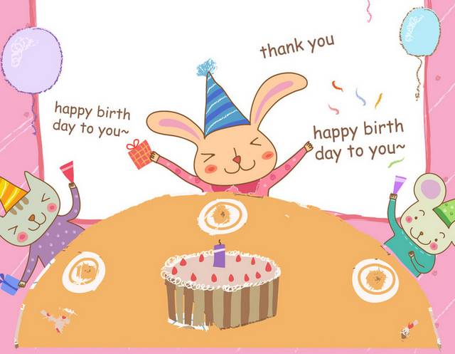 卡通小兔生日h5背景