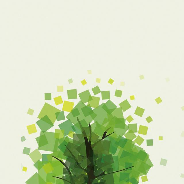 插画绿树h5背景