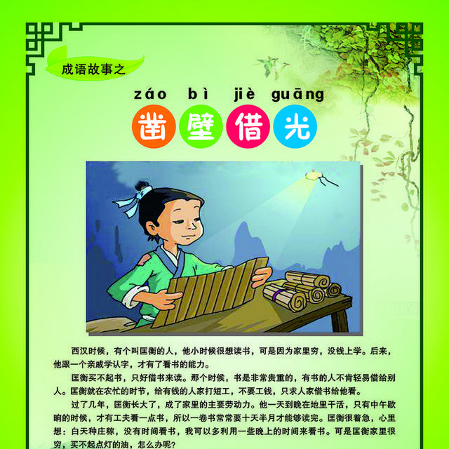 成语故事之凿壁借光展板素材