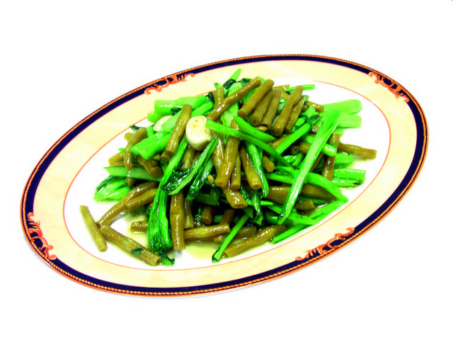 酸豇豆烩油菜图片