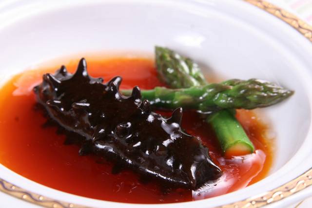 鲍汁兰花扣刺参美食图片