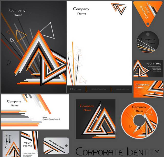 橘色三角框VI素材